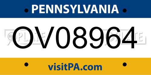 OV08964 Pennsylvania License Plate