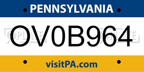 OV0B964 Pennsylvania License Plate