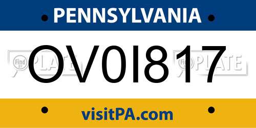 OV0I817 Pennsylvania License Plate