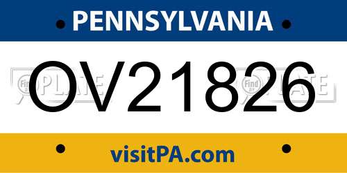 OV21826 Pennsylvania License Plate
