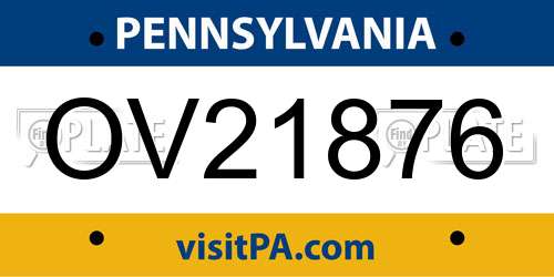 OV21876 Pennsylvania License Plate