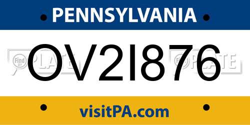 OV2I876 Pennsylvania License Plate
