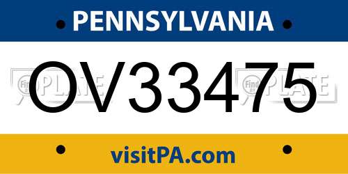 OV33475 Pennsylvania License Plate