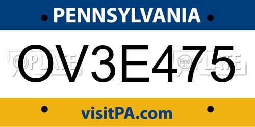 OV3E475 Pennsylvania License Plate