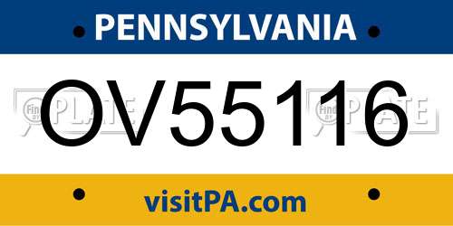 OV55116 Pennsylvania License Plate