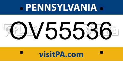 OV55536 Pennsylvania License Plate