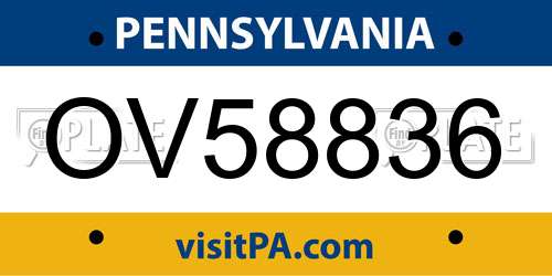 OV58836 Pennsylvania License Plate