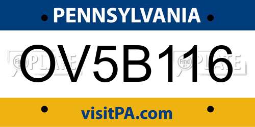 OV5B116 Pennsylvania License Plate