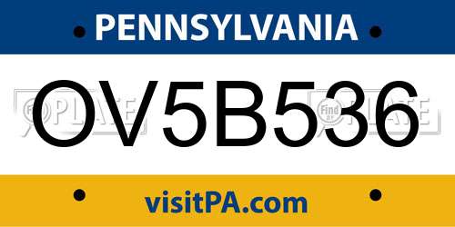 OV5B536 Pennsylvania License Plate