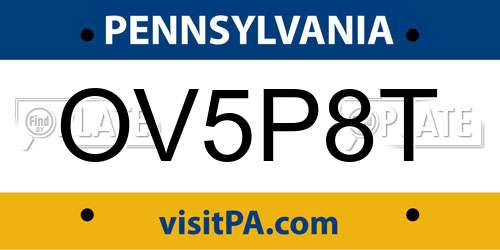 OV5P8T Pennsylvania License Plate