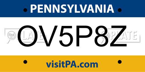 OV5P8Z Pennsylvania License Plate
