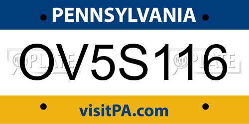 OV5S116 Pennsylvania License Plate