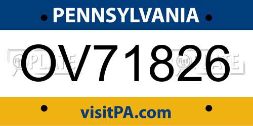 OV71826 Pennsylvania License Plate