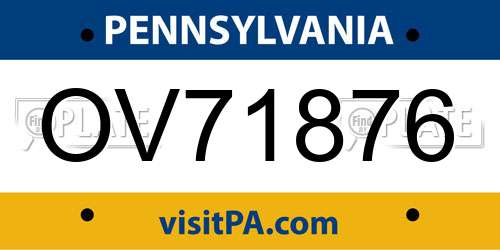 OV71876 Pennsylvania License Plate