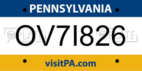 OV7I826 Pennsylvania License Plate