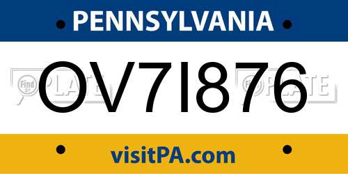 OV7I876 Pennsylvania License Plate