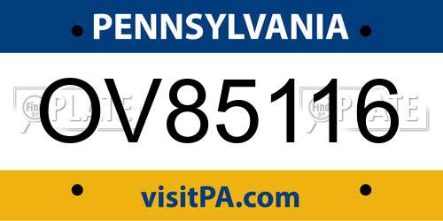 OV85116 Pennsylvania License Plate