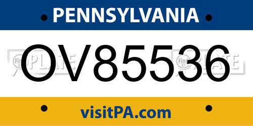 OV85536 Pennsylvania License Plate