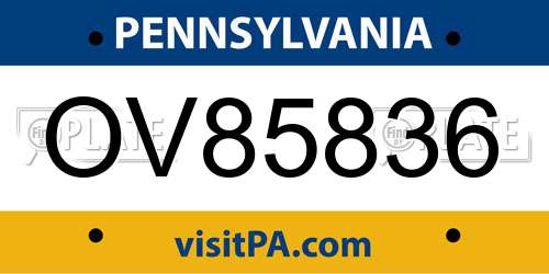 OV85836 Pennsylvania License Plate
