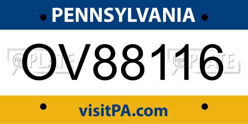 OV88116 Pennsylvania License Plate