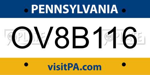 OV8B116 Pennsylvania License Plate