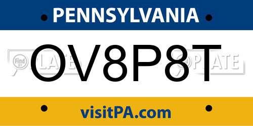 OV8P8T Pennsylvania License Plate