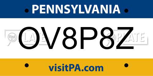 OV8P8Z Pennsylvania License Plate
