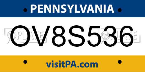 OV8S536 Pennsylvania License Plate