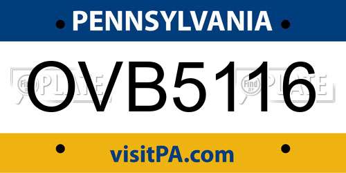 OVB5116 Pennsylvania License Plate