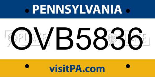 OVB5836 Pennsylvania License Plate