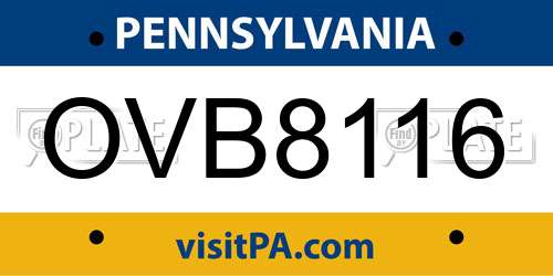 OVB8116 Pennsylvania License Plate