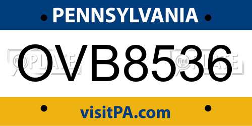 OVB8536 Pennsylvania License Plate