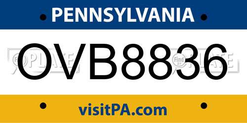 OVB8836 Pennsylvania License Plate