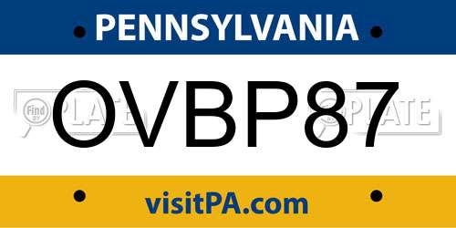 OVBP87 Pennsylvania License Plate