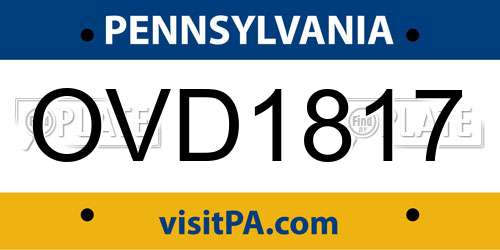 OVD1817 Pennsylvania License Plate