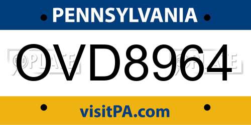 OVD8964 Pennsylvania License Plate