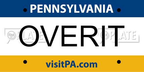OVERIT Pennsylvania License Plate