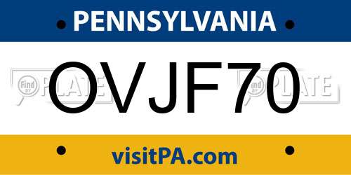 OVJF70 Pennsylvania License Plate