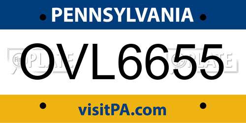 OVL6655 Pennsylvania License Plate