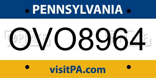 OVO8964 Pennsylvania License Plate