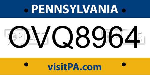 OVQ8964 Pennsylvania License Plate