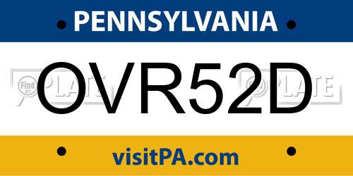 OVR52D Pennsylvania License Plate