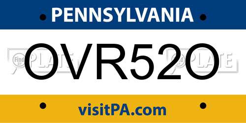 OVR52O Pennsylvania License Plate