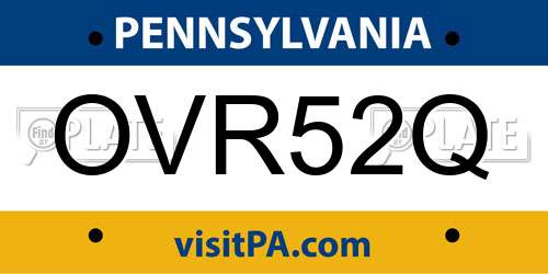OVR52Q Pennsylvania License Plate