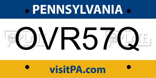 OVR57Q Pennsylvania License Plate
