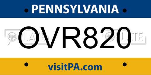 OVR820 Pennsylvania License Plate