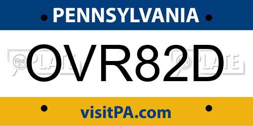 OVR82D Pennsylvania License Plate
