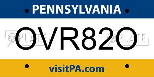 OVR82O Pennsylvania License Plate