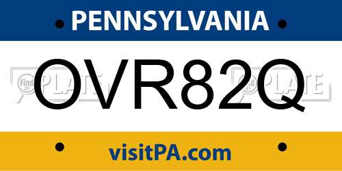 OVR82Q Pennsylvania License Plate