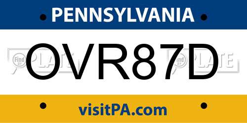OVR87D Pennsylvania License Plate
